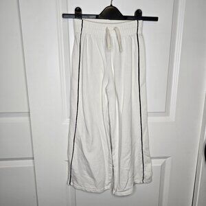 Zara Girls Wide Leg White Pants w/Stripe, 8